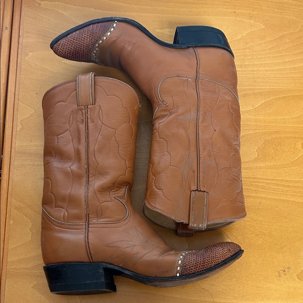 1960’s Tony Lama Lizard tip pee wee Cowboy Boots 7.5 - Picture 4 of 11